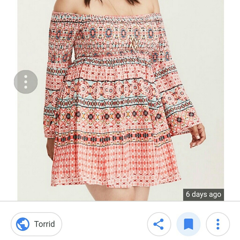 Mosaic Smocked Bell Sleeved Dress